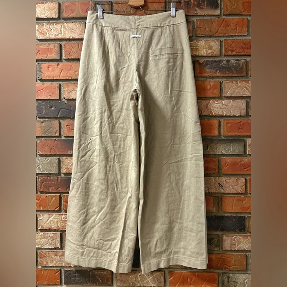 Humility High Rise Wide Leg Pleated Front Khaki Trousers - Picture 4 of 9